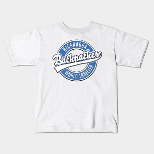 Nicaragua backpacker world traveler logo Kids T-Shirt
